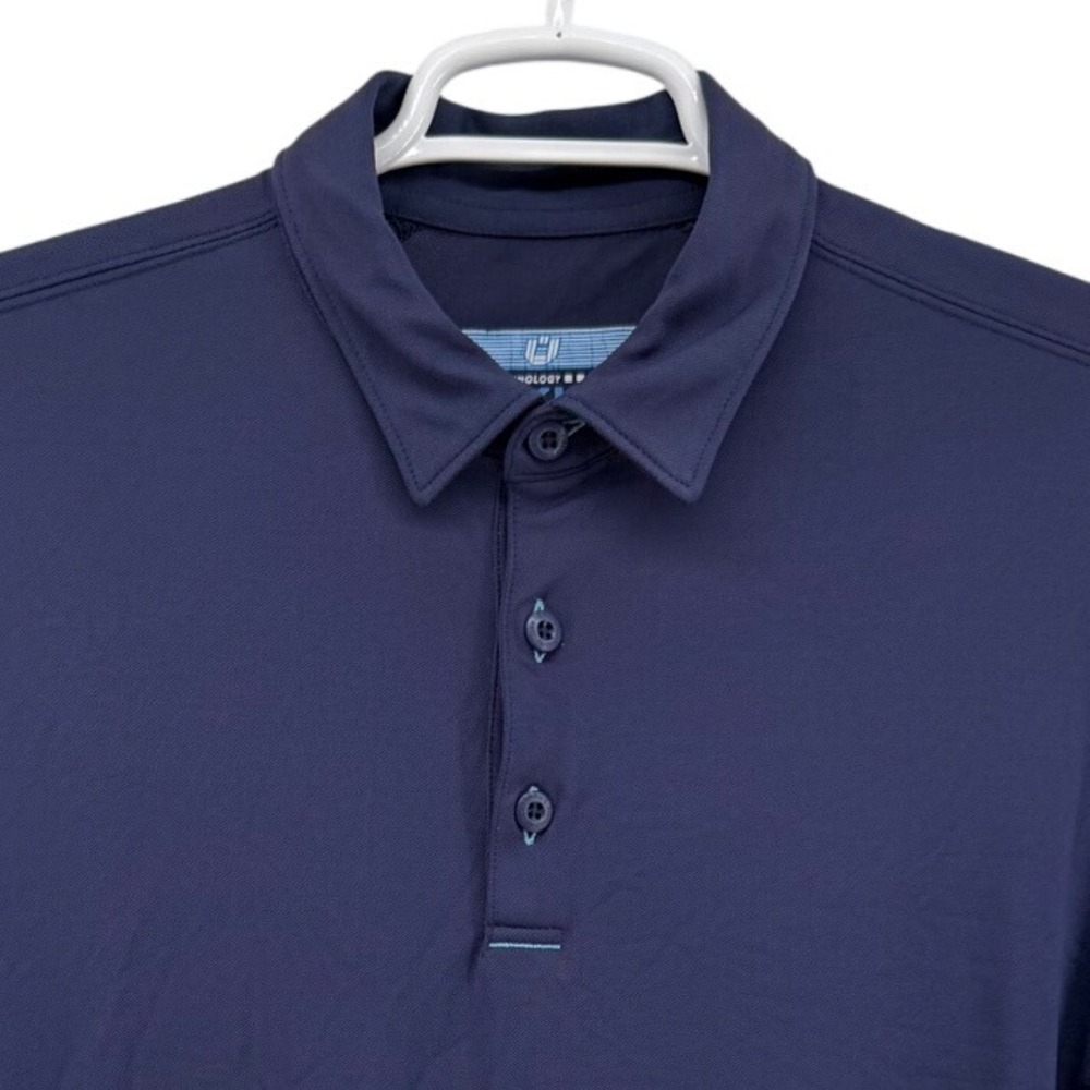 IBKUL Mens Icefil Long Sleeve Polo Shirt Navy Blue UPF 30 Cooling Active Large